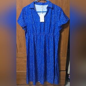 Womens Blue Polka Dot Boutique Dress